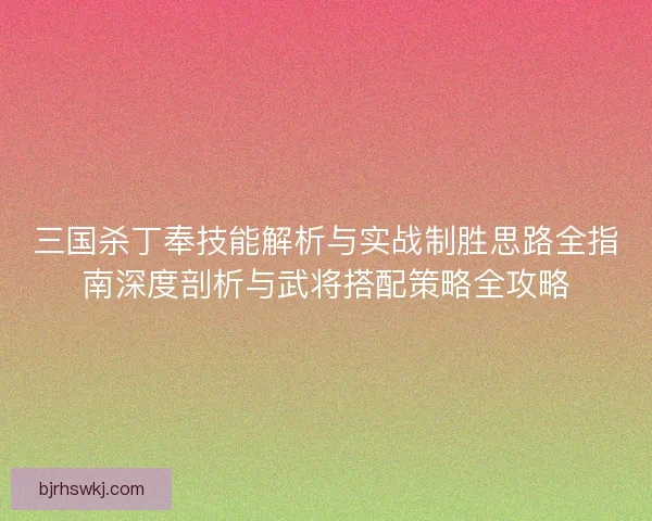 三国杀丁奉技能解析与实战制胜思路全指南深度剖析与武将搭配策略全攻略