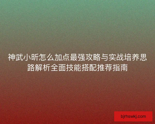 神武小昕怎么加点最强攻略与实战培养思路解析全面技能搭配推荐指南